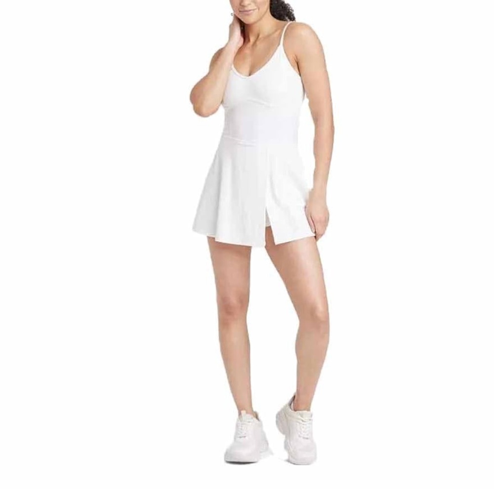 JoyLab White Corset Detail thin strap activewear dress size Large New with tags